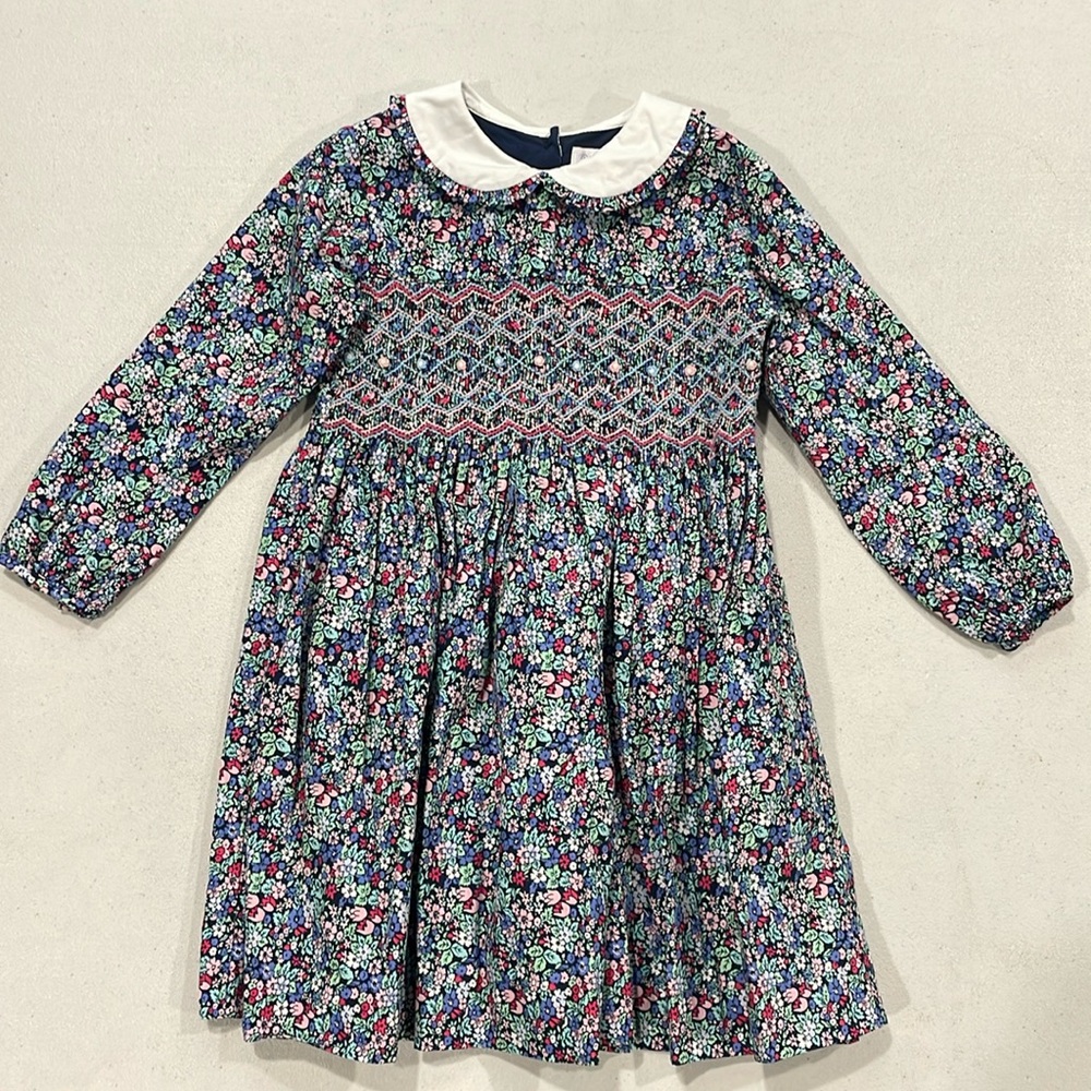 Rachel Riley girls long sleeve floral smocked dress, 
size 3Y